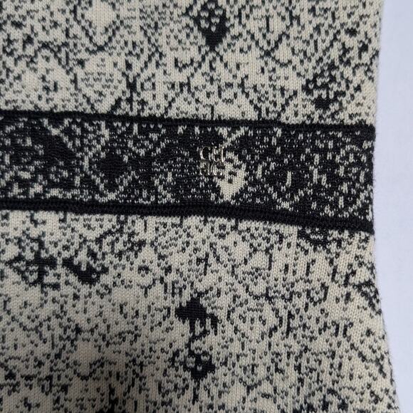 Carolina Herrera Ivory & Black Jacquard Sheath Dress Elbow Sleeve - Picture 7 of 7